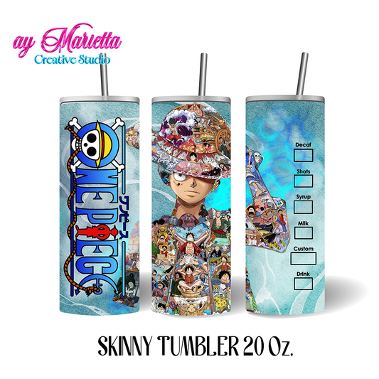 🏴☠️ Luffy &amp; Straw Hat Crew Tumbler (One Piece) – 20 oz Skinny